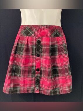 Pink Plaid Mini Skirt Y2K E-Girl Schoolgirl Pleated Medium